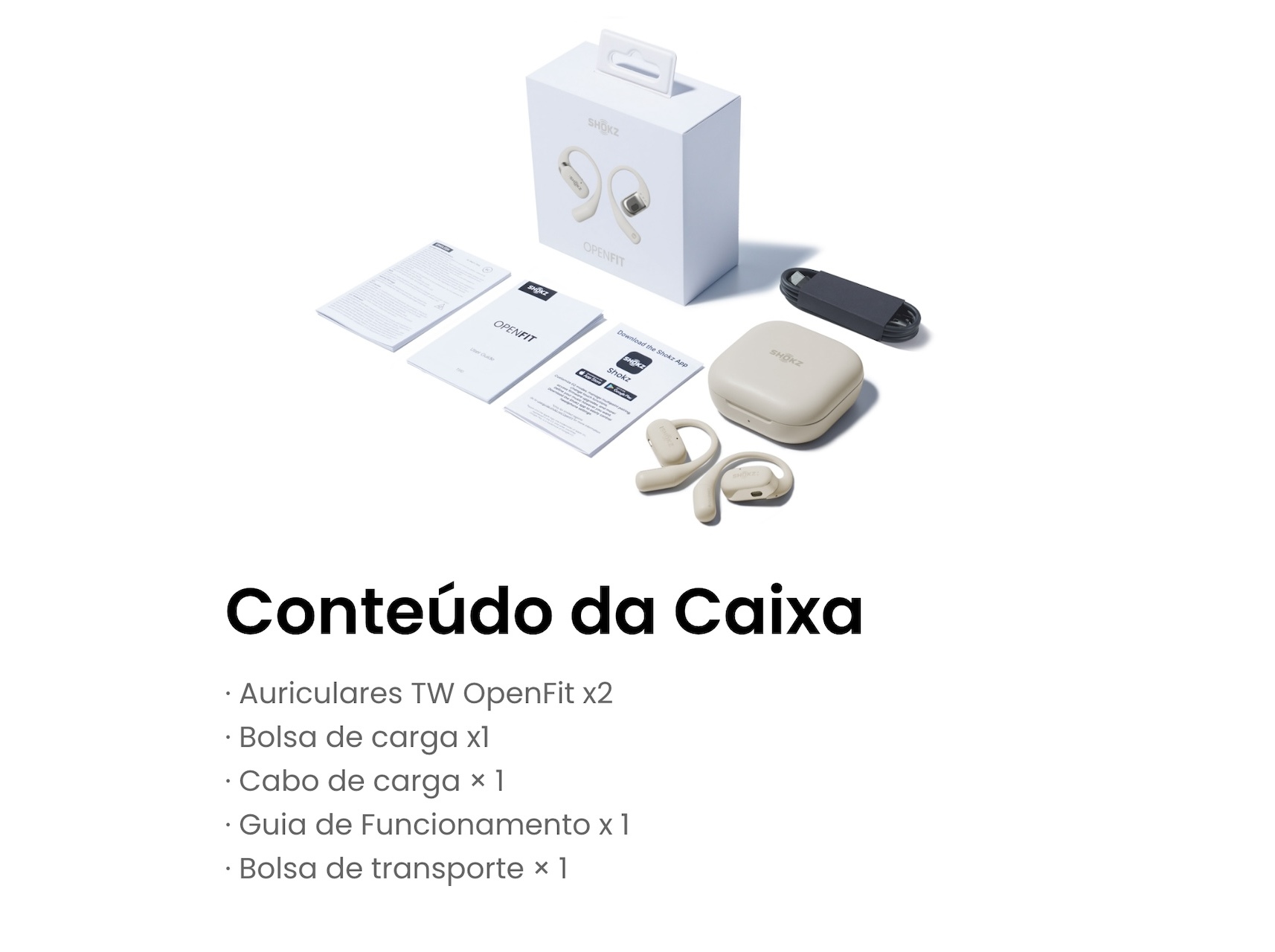 AURICULARES DESPORTIVOS DE CONDUÇÃO ÓSSEA SHOKZ T910-ST-BG OPENFIT BEGE