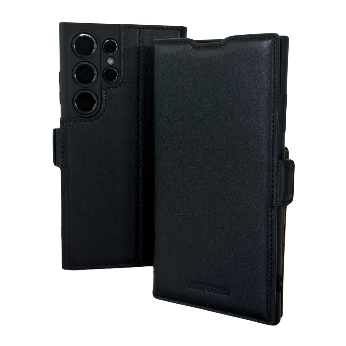 Samsung Galaxy S24 Ultra Echtleder Tasche Flip Cover Hand Made (FABIOS24 UltraU-01) - Schwarz