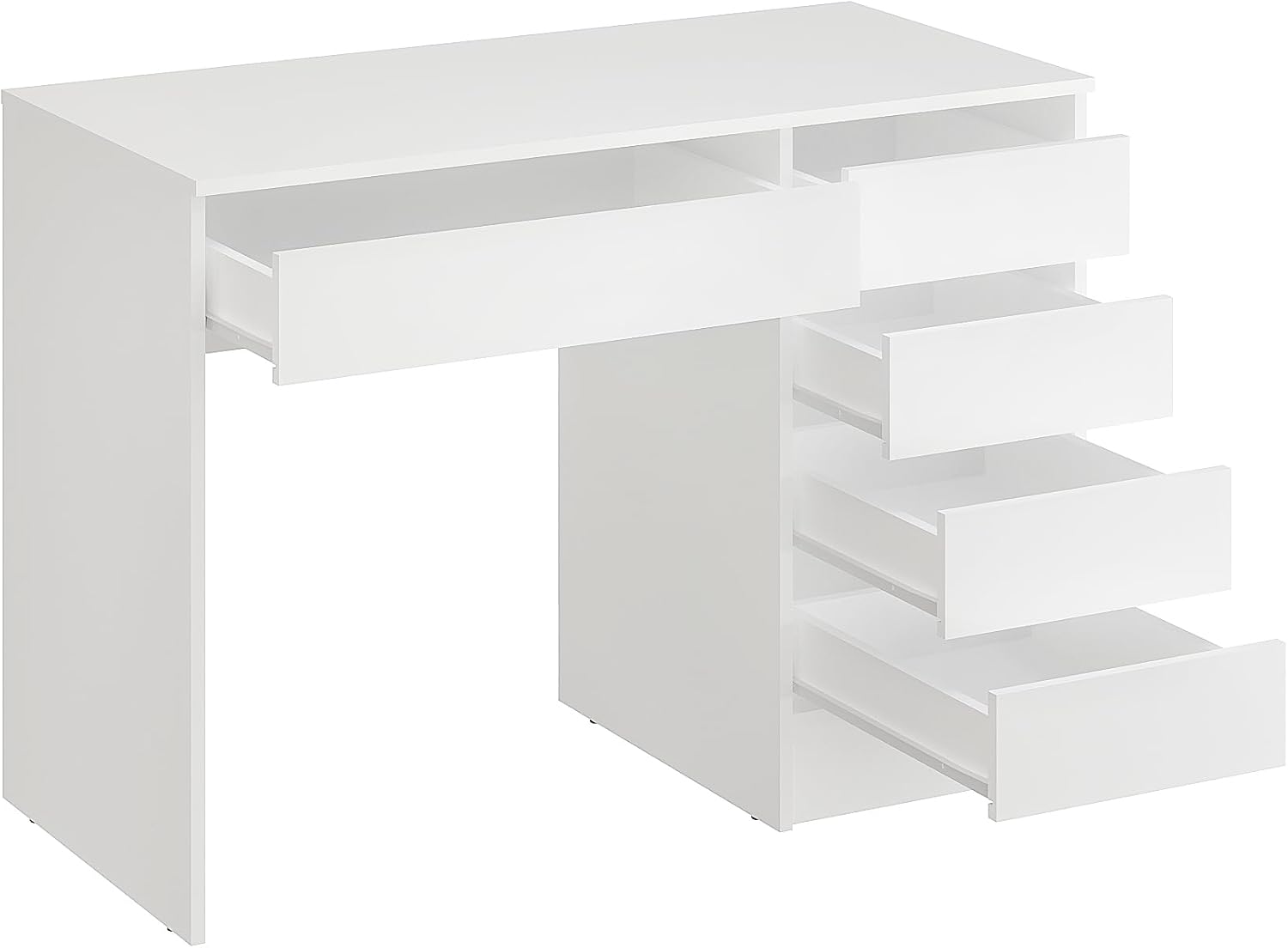 KOMTO Schreibtisch mit 5 Schubladen Weiß – Computertisch, Bürotisch, Kinderschreibtisch mit Stauraum, PC Tisch für Jugendzimmer | Arbeitstisch PLIO 110 x 53 x 78,5 cm