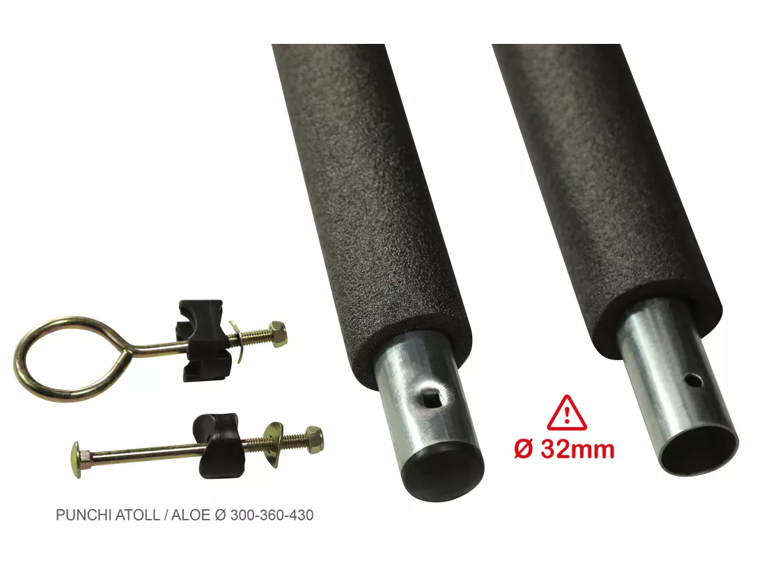 Un poteau de filet de sécurité Ø32mm pour trampolines (longeur 212 cm)