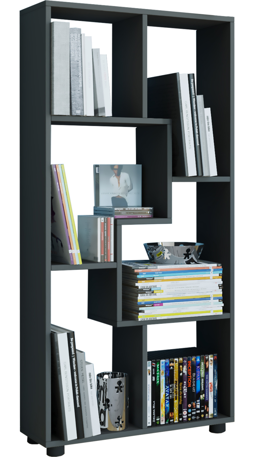 Standregal BLINA - schwarz - 6 offene Fächer - 60 cm