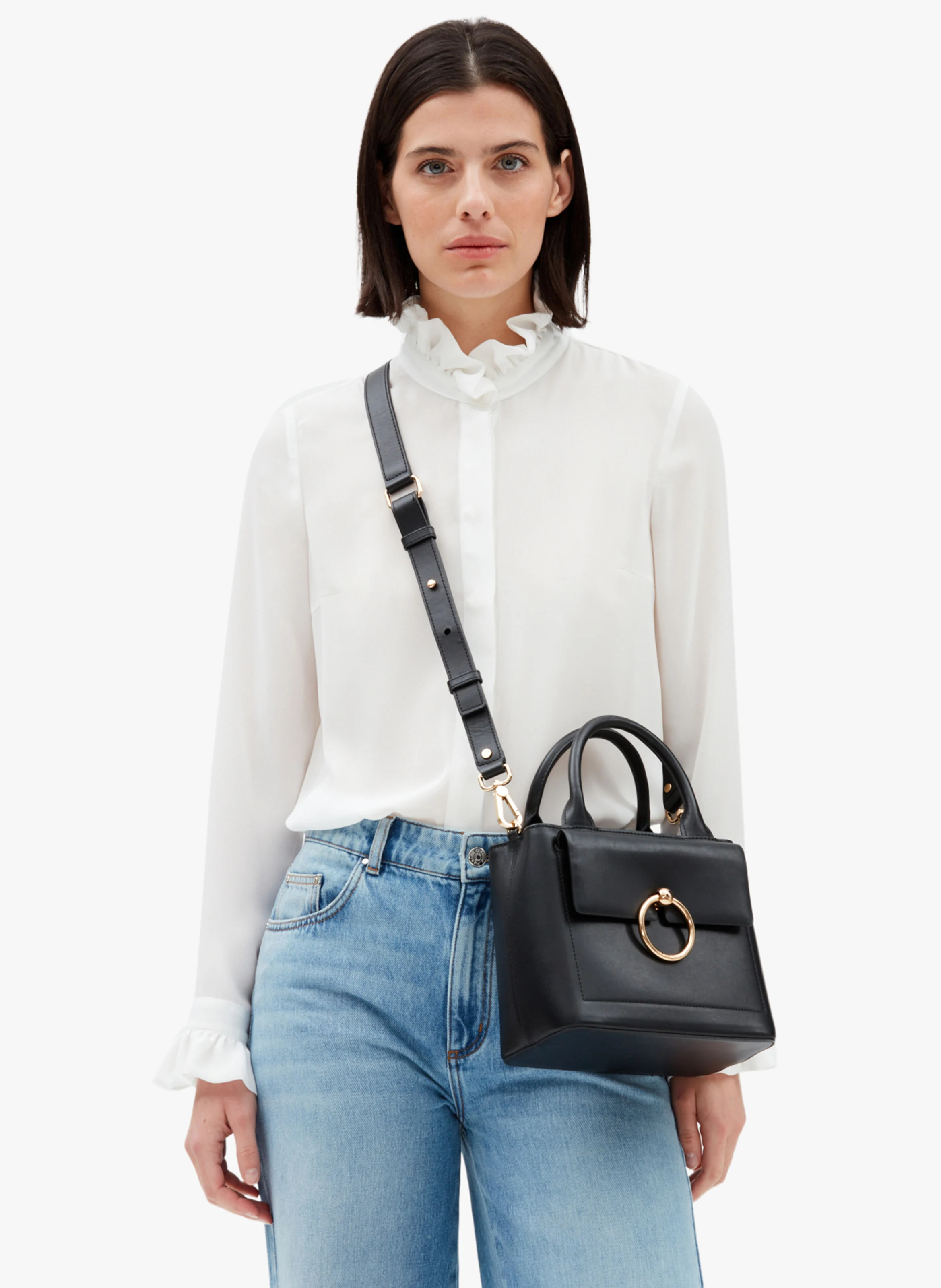 Sac bandoulière en cuir | Noir