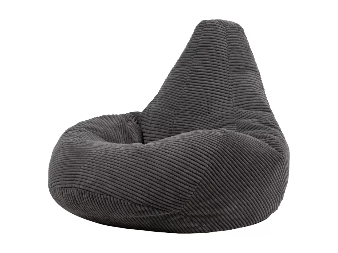 Pouf inclinable velours côtelé, gris anthracite - DALTON