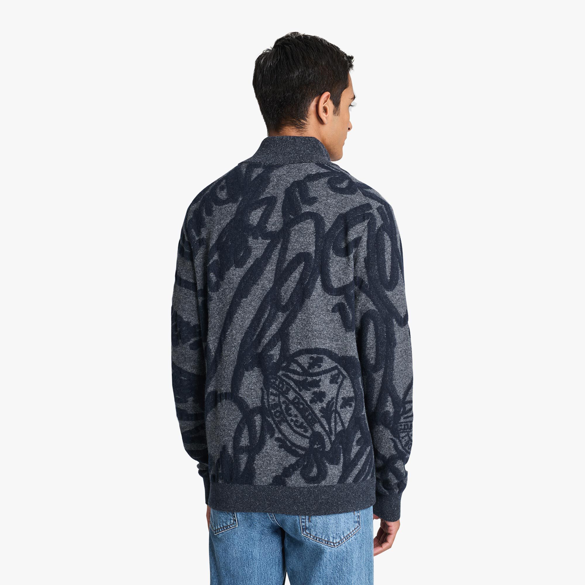Cardigan Zippe Avec Jacquard Scritto Marbeuf