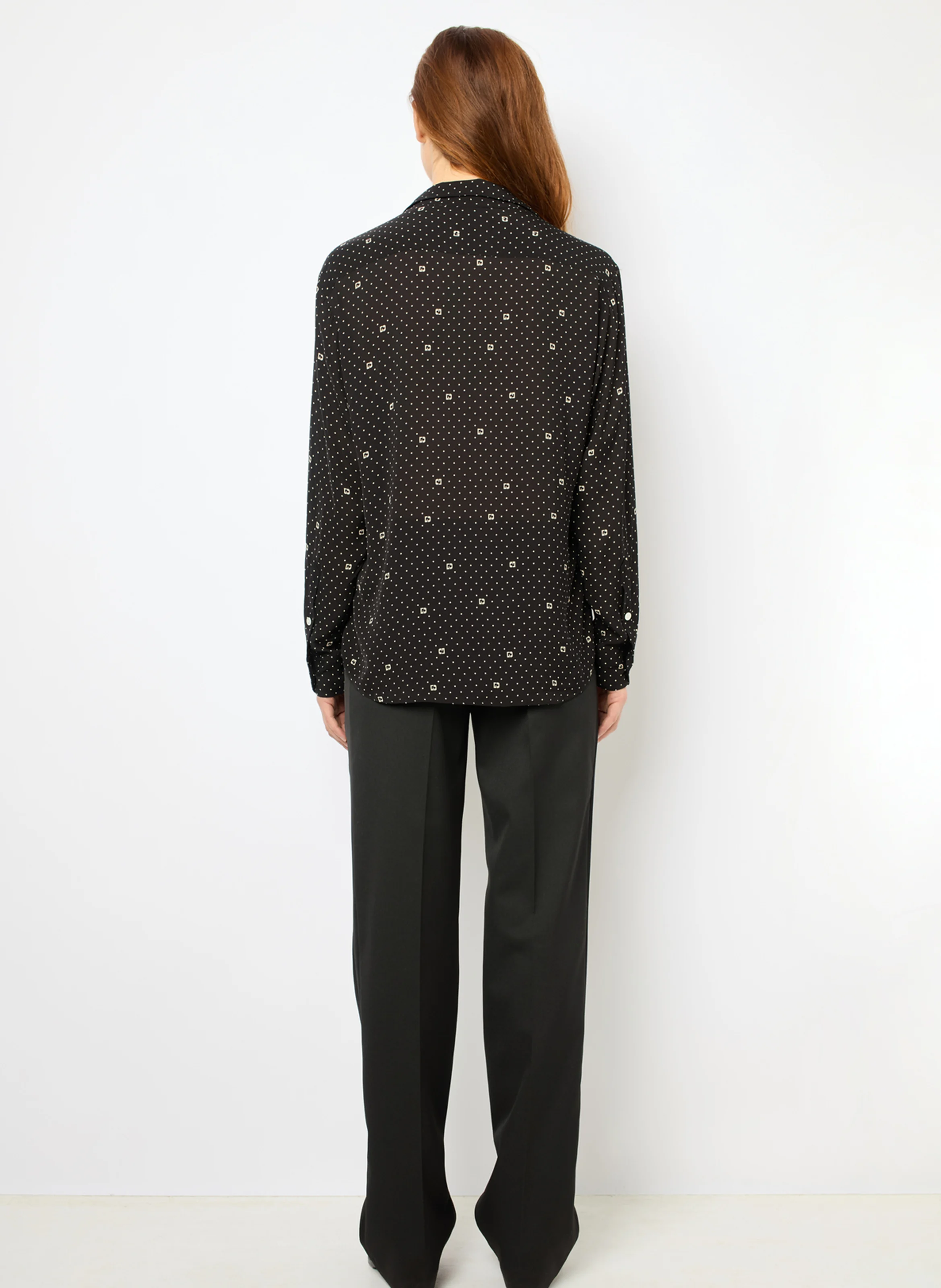 CLYDE - Chemise droit à pois et monogramme | Noir