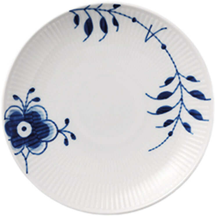 Royal Copenhagen Blå Mega Riflet 19 cm. coupe tallerken Hvid, blå