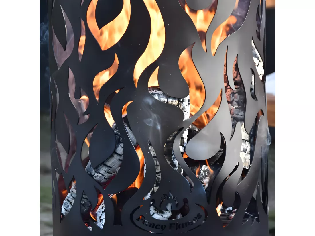 Brasero cylindre découpe laser 39 x 117 cm Découpe flammes