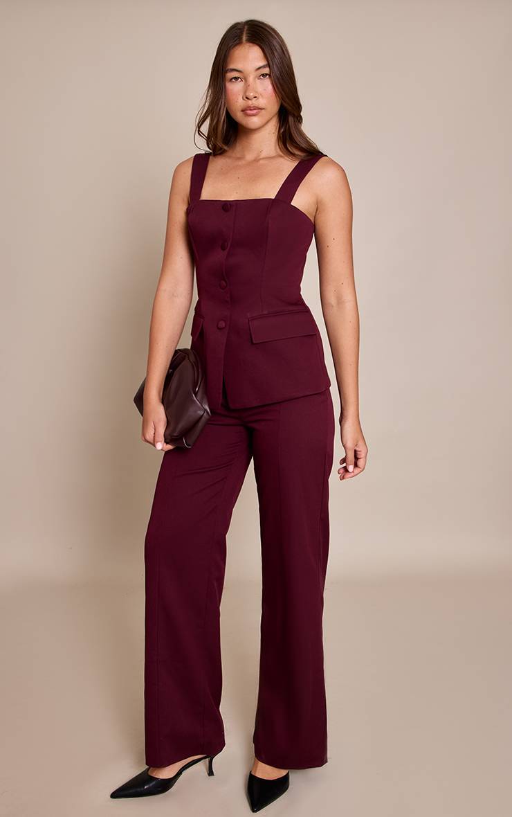 Dark Plum Pantalon À Détails De Coutures Prune Foncé