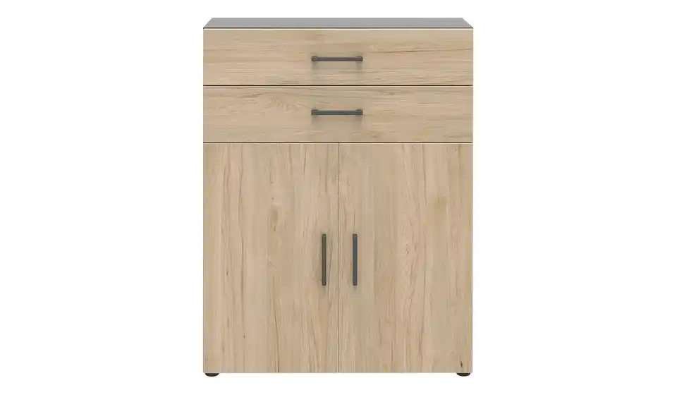 Aktenschrank Kasai 2 Türen / 2 Schubkästen 107,2 cm Anthrazit, Eiche (Nachbildung)