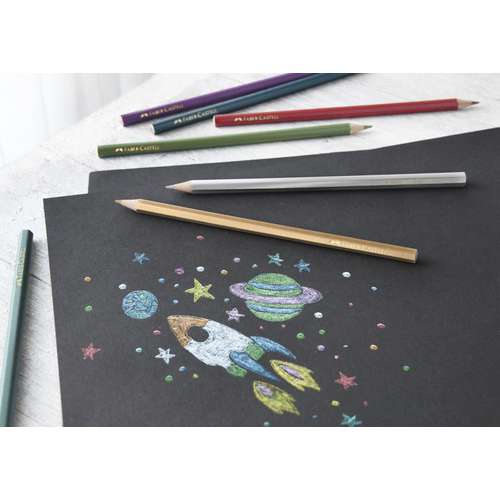 FABER-CASTELL Hexagonal-Buntstifte metallic, 10er Kartonetui