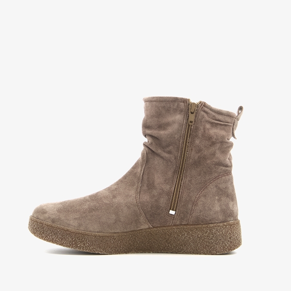 Hush Puppies gevoerde suede enkellaarsjes taupe