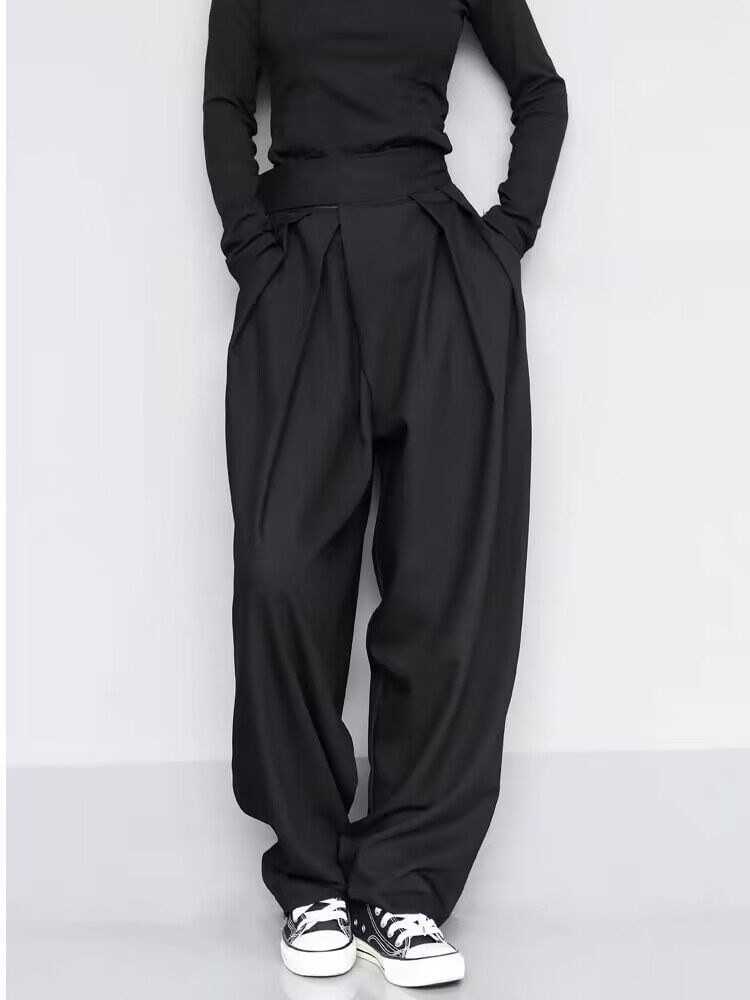 JUN.LEE - Hoge taille effen losse broek