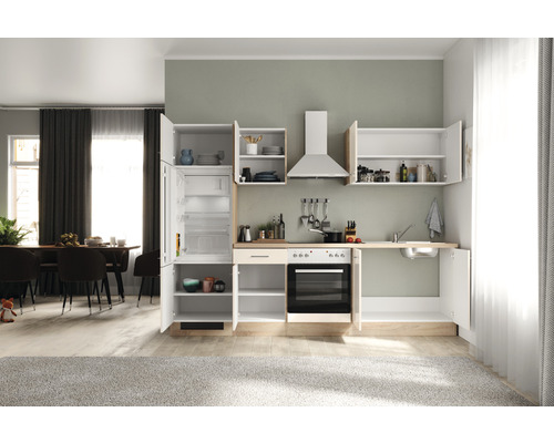 Flex Well keukenblok met apparatuur Nepal 270 cm kasjmier glanzend gedemonteerde variant omkeerbaar 00012349
