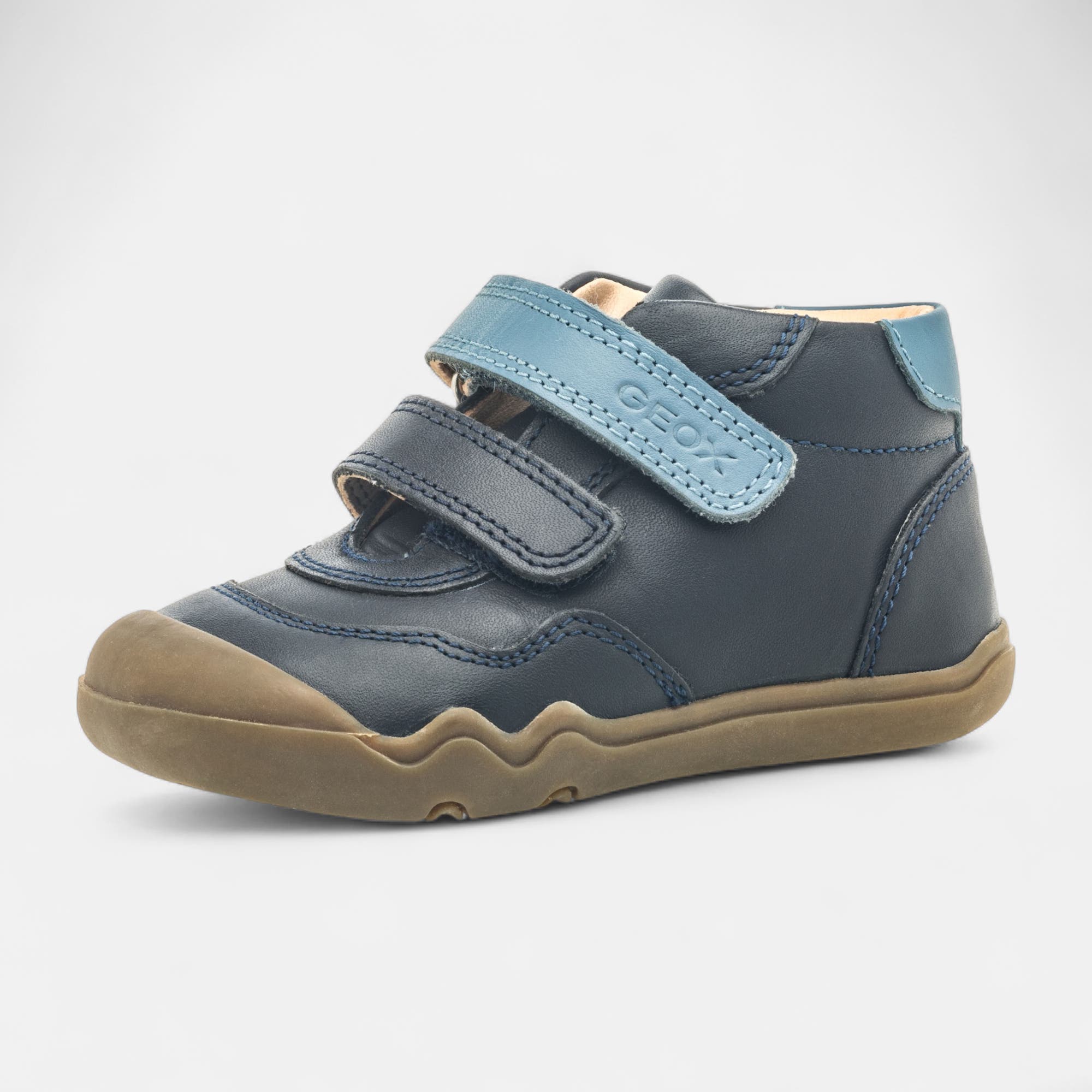 Baskets basses Bébé garçon en cuir bleu marine