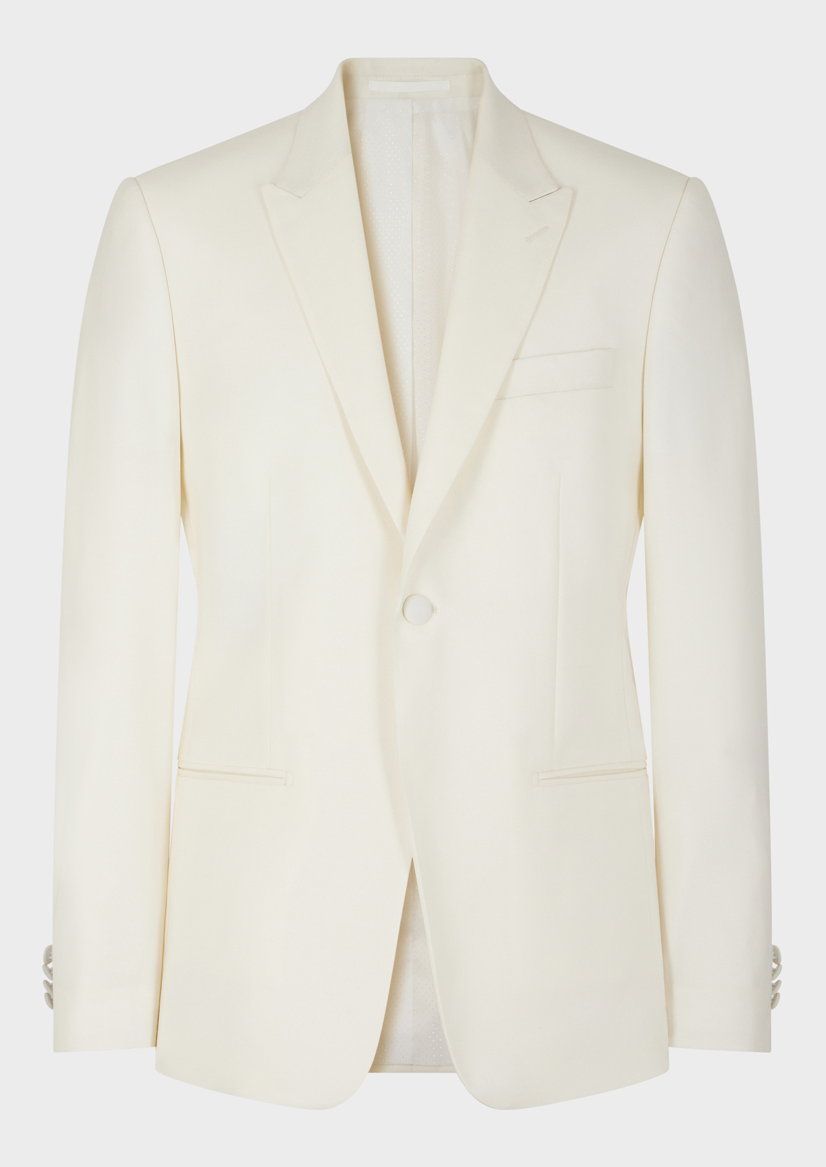 Veste de smoking Slim en laine unie écrue
