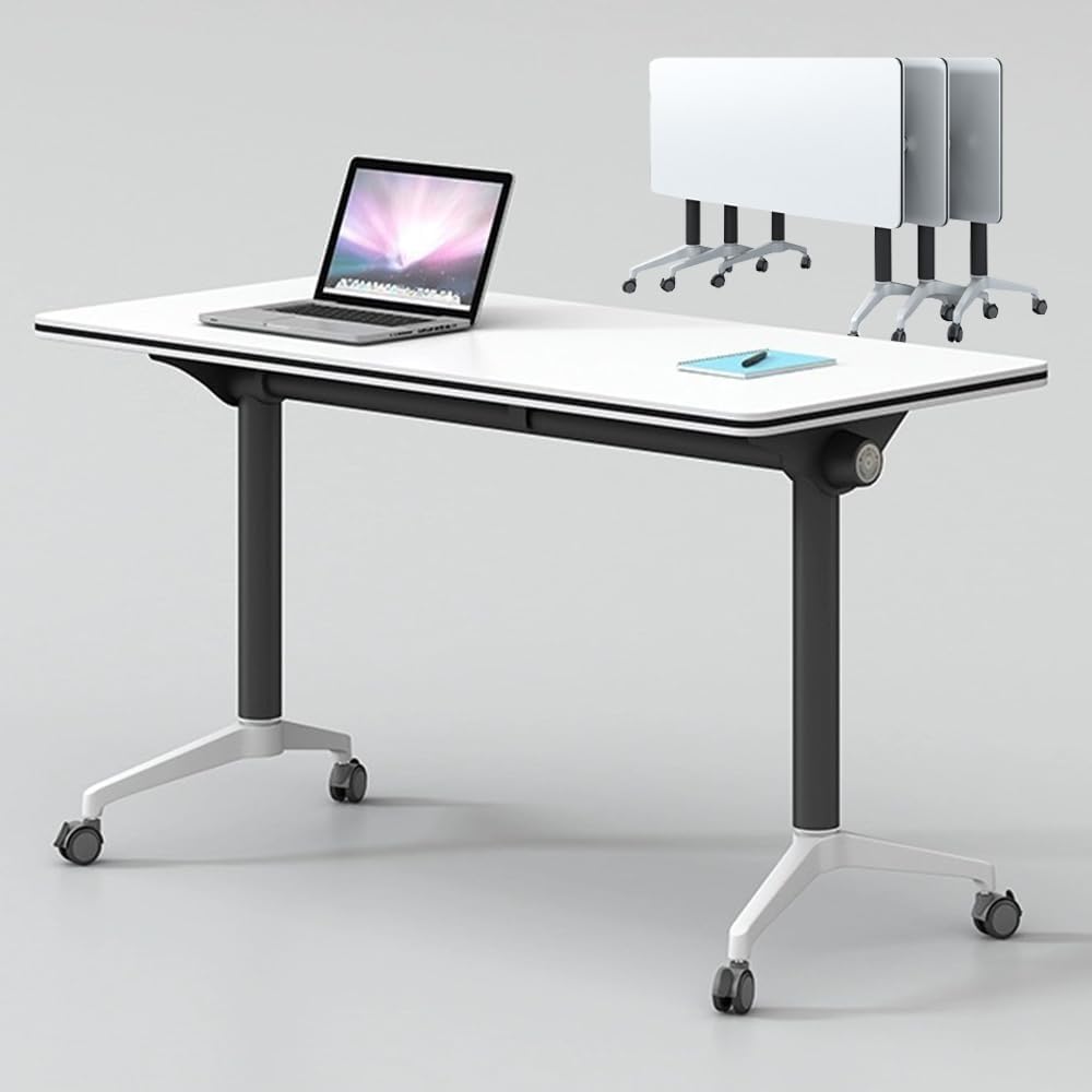 Faltbarer Konferenztisch mit Rollen, mobiler Seminartisch für Training, moderne modulare Büromöbel, ideal für Klassenzimmer und Konferenzräume, 139,7 x 61 cm, 1 Stück