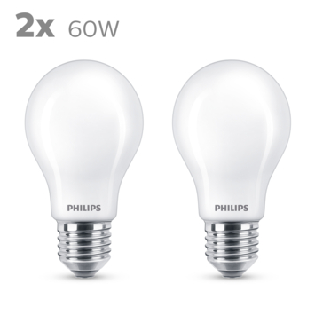 Philips LED peer E27 60W 2 stuks mat niet dimbaar