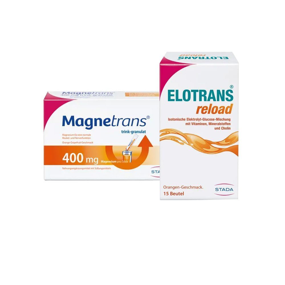 Magnetrans® 400 mg Magnesium trink-granulat + Elotrans® reload – Veganes Trinkpulver