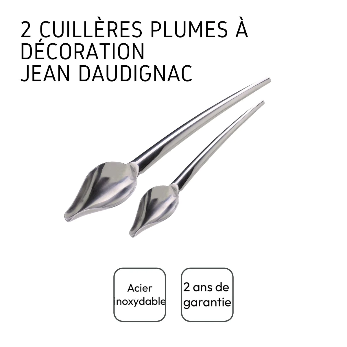 Lot de 2 cuillères plumes à décoration pâtissière Jean Daudignac Facke
