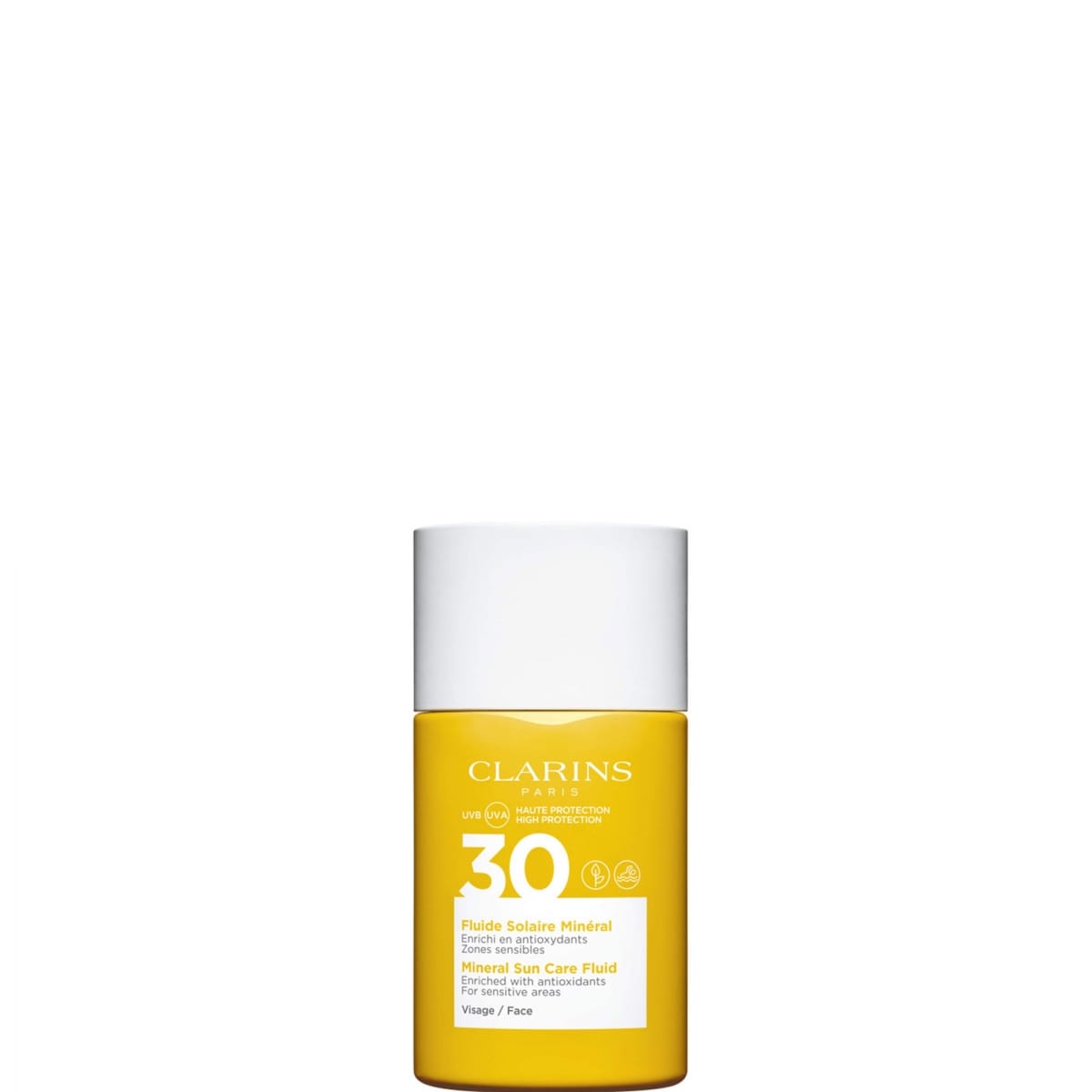 CLARINS Fluide Solaire Minéral - Visage UVA/UVB 30 Enrichi en Anti-Oxydants - Zones Sensibles