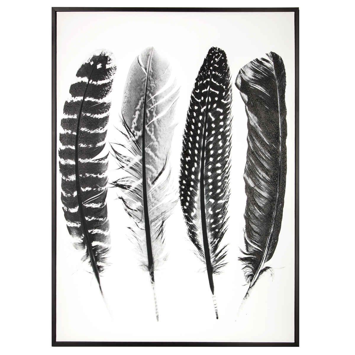TOILE IMPRIMEE PLUMES 60X80CM