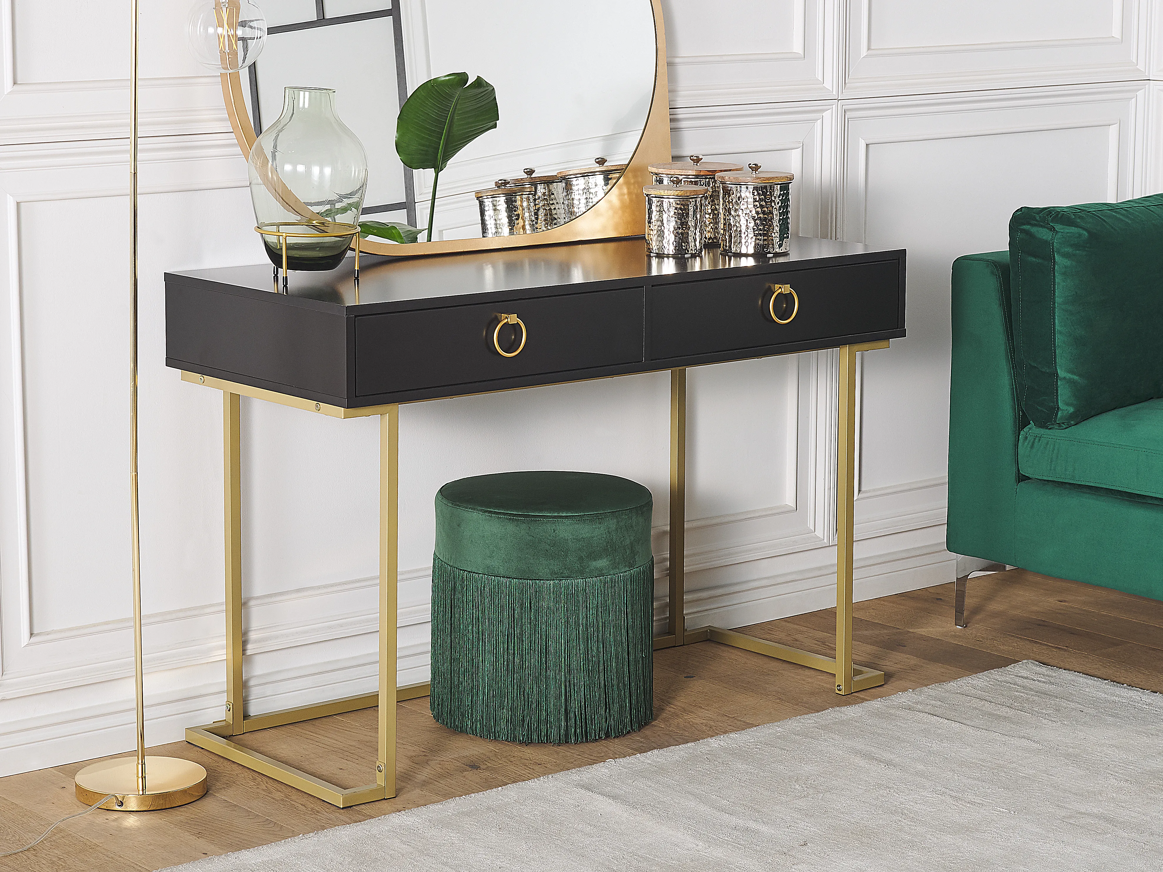 Sidetable WESTPORT Zwart/goud 115 cm 50 cm met lades