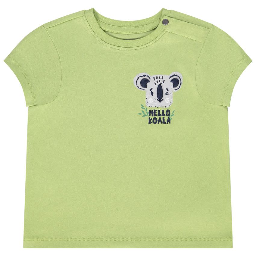T-shirt manches courtes print et broderies koala pour bébé garçon - Vert