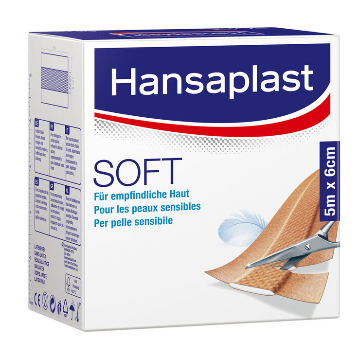 Hansaplast Soft Pflaster 5mx6cm Rolle, 1 St