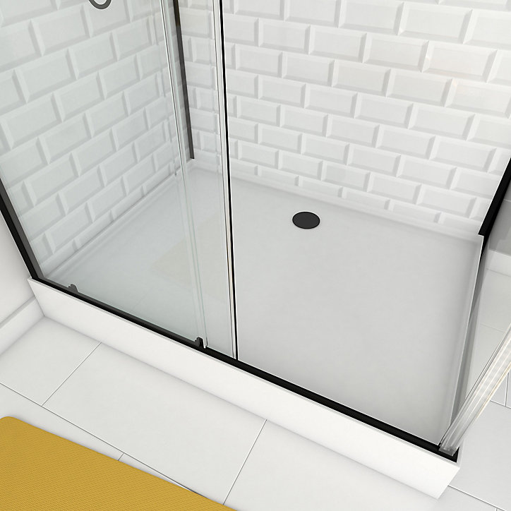 Cabine de douche droite blanc et noir Galedo Métro 80 x 110 cm