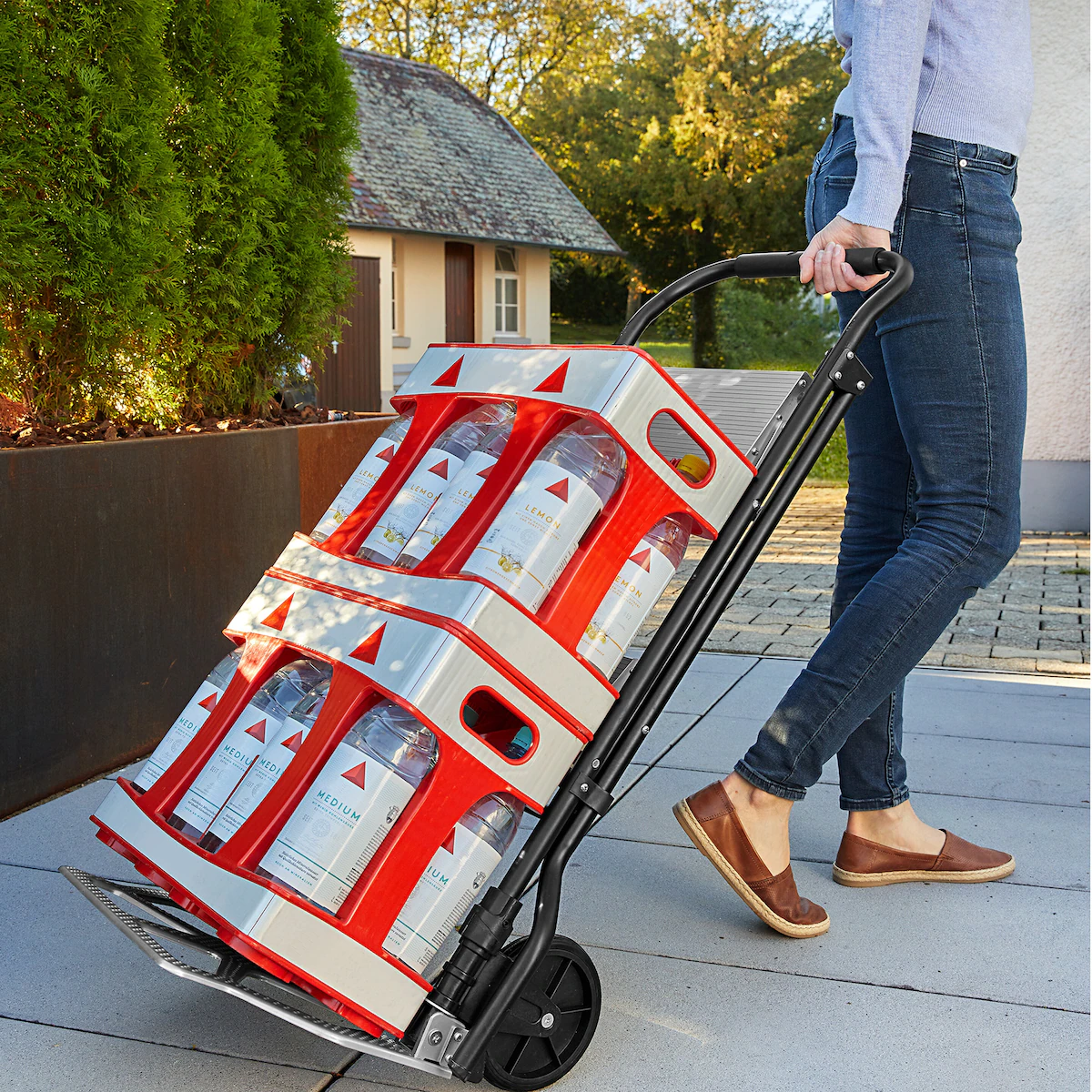 genialo - Trittlasten-Trolley, Trittleiter 2 Stufen 