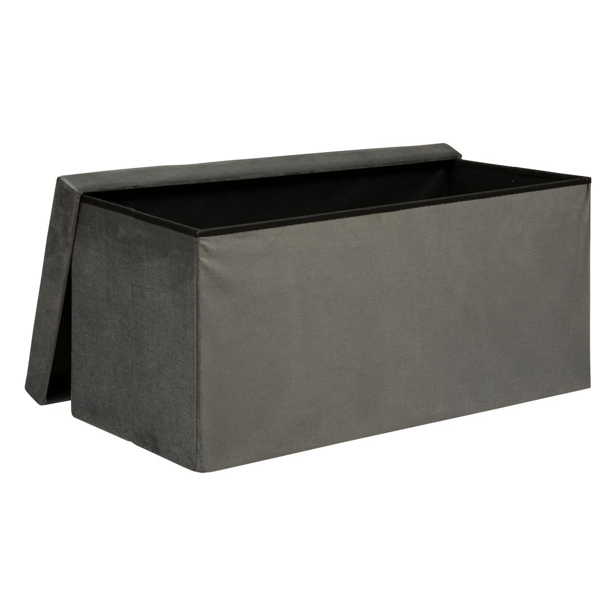POUF PLIANT DOUBLE VELOURS LILOU GRIS D.76X38CM