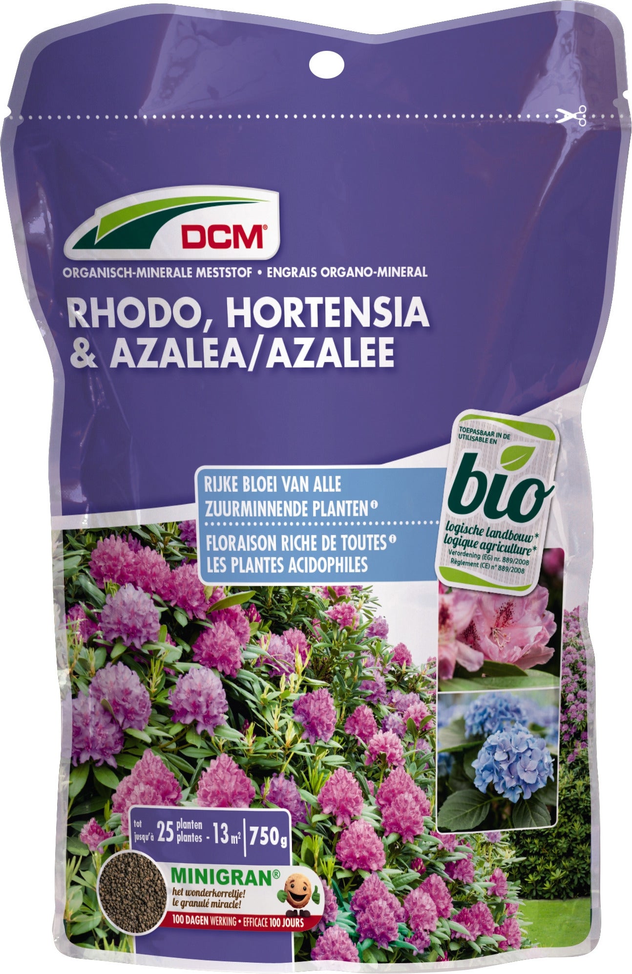 DCM Bio meststof Rhodo, Hortensia en azalea 750 g