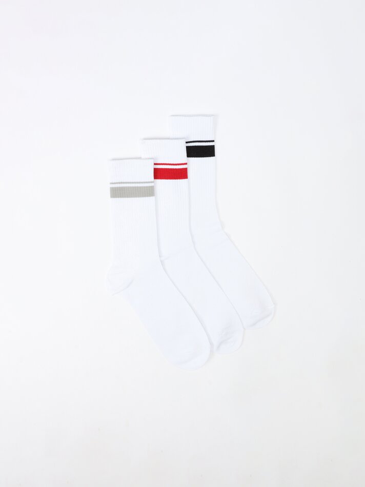 Pacote com 3 pares de meias listradas - Vermelhas