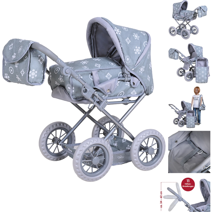 knorr toys® Puppenwagen Ruby - Royal grey grau