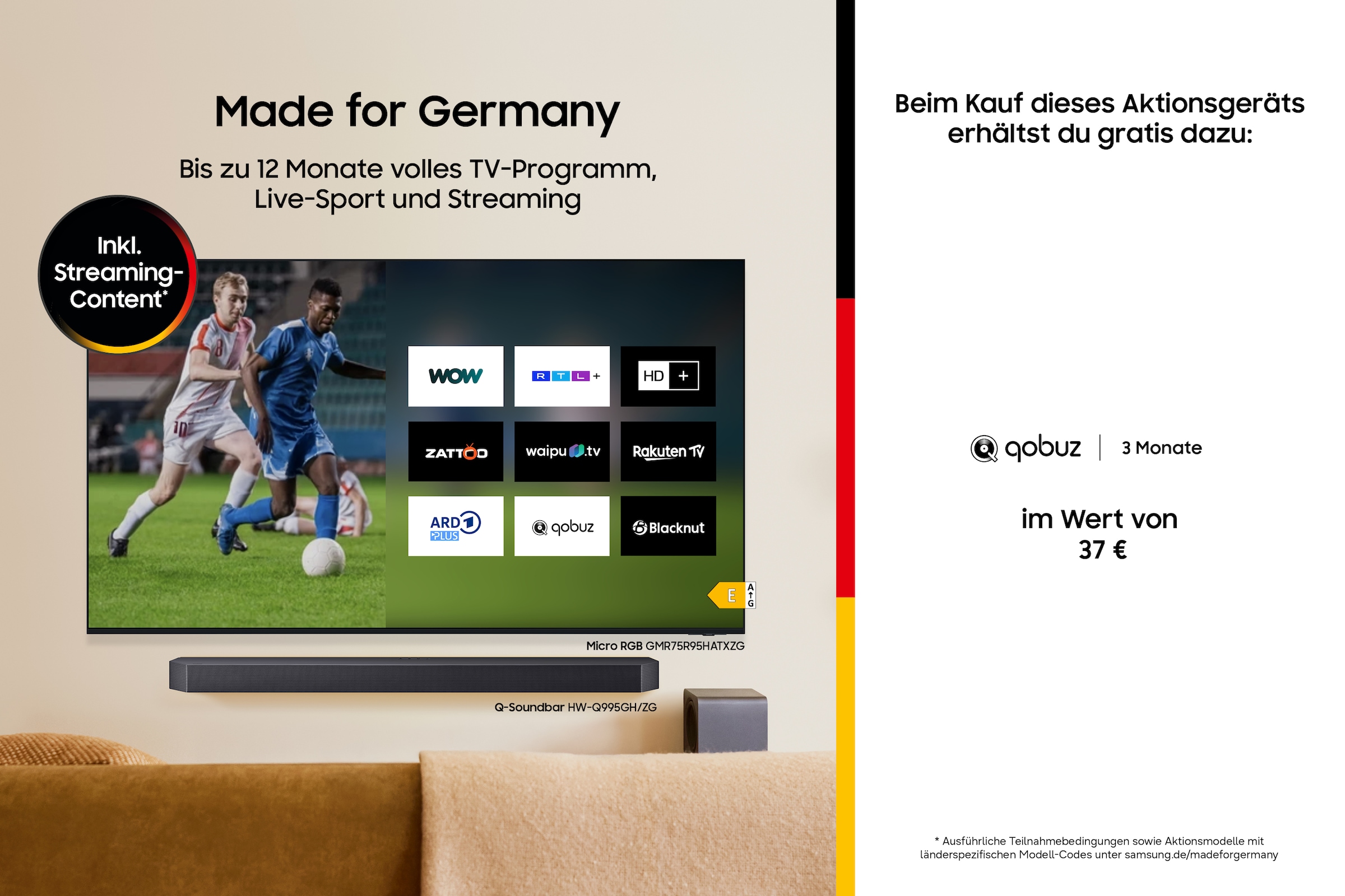 Samsung Soundbar »HW-B460GF/ZG Soundbar« 2.1 (Bluetooth Bassregelung | Lautstärkeregelung | Pairing 300 W) 2.1-Kanal Sound System, Dolby Audio I DTS Virtual:X, Bass-Boost-Modus