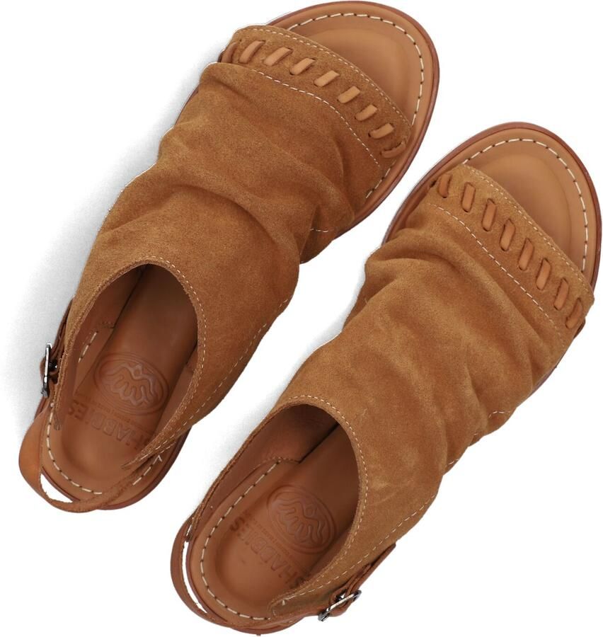 Shabbies Amsterdam Shabbies Dames Platte sandalen Angel Sleeve Camel Suède