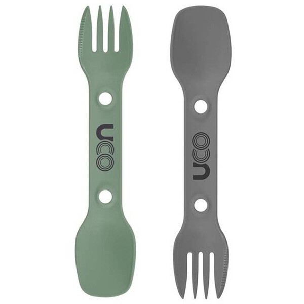 Uco - Lot de 2 couverts 3 en 1 Spork Noir / Kaki