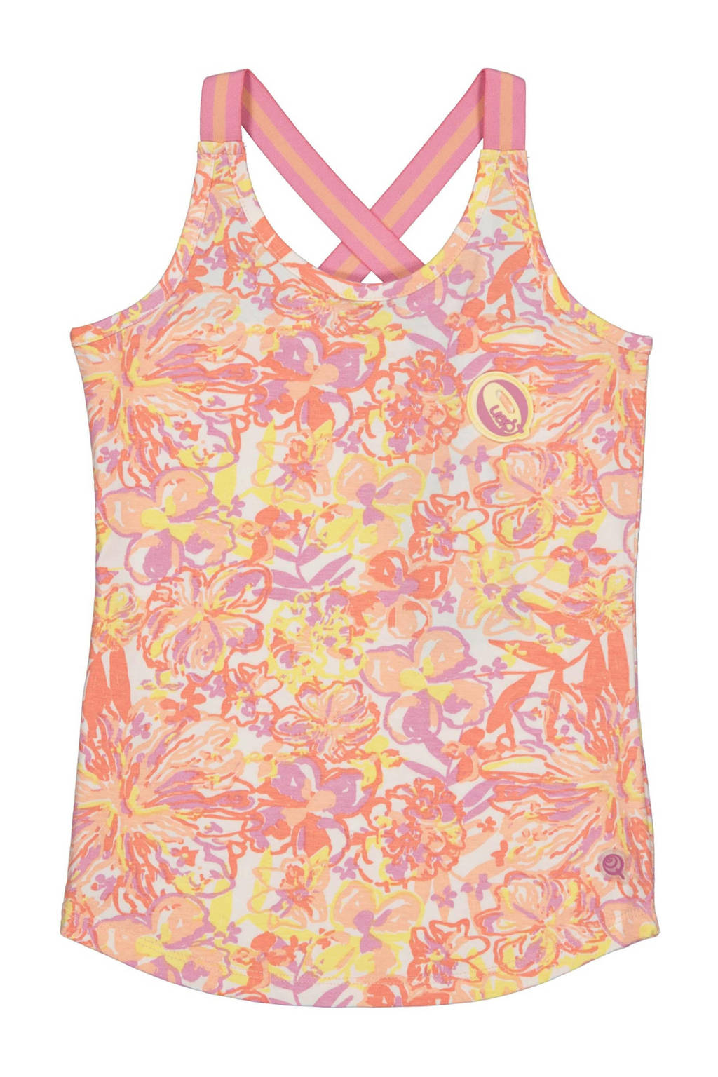 Quapi gebloemde singlet BODIEN roze/oranje/geel