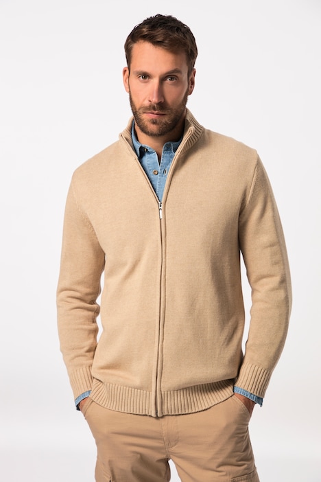 Strickjacke, Stehkragen, Rippbündchen