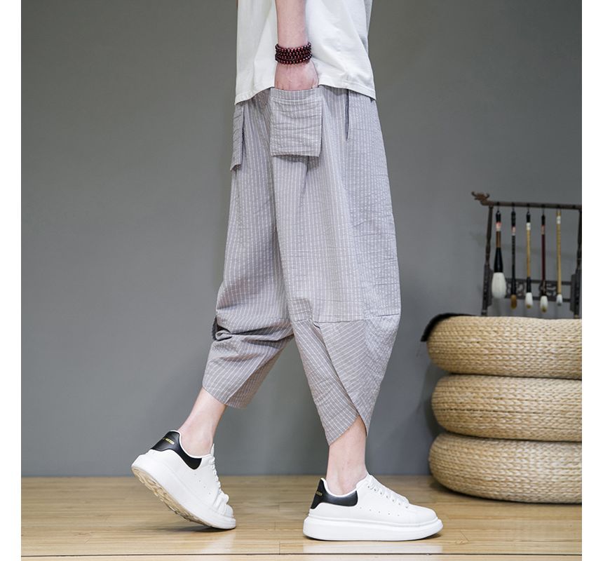 Sparrow Farm - Gestreepte cropped ballonbroek met trekkoordtaille