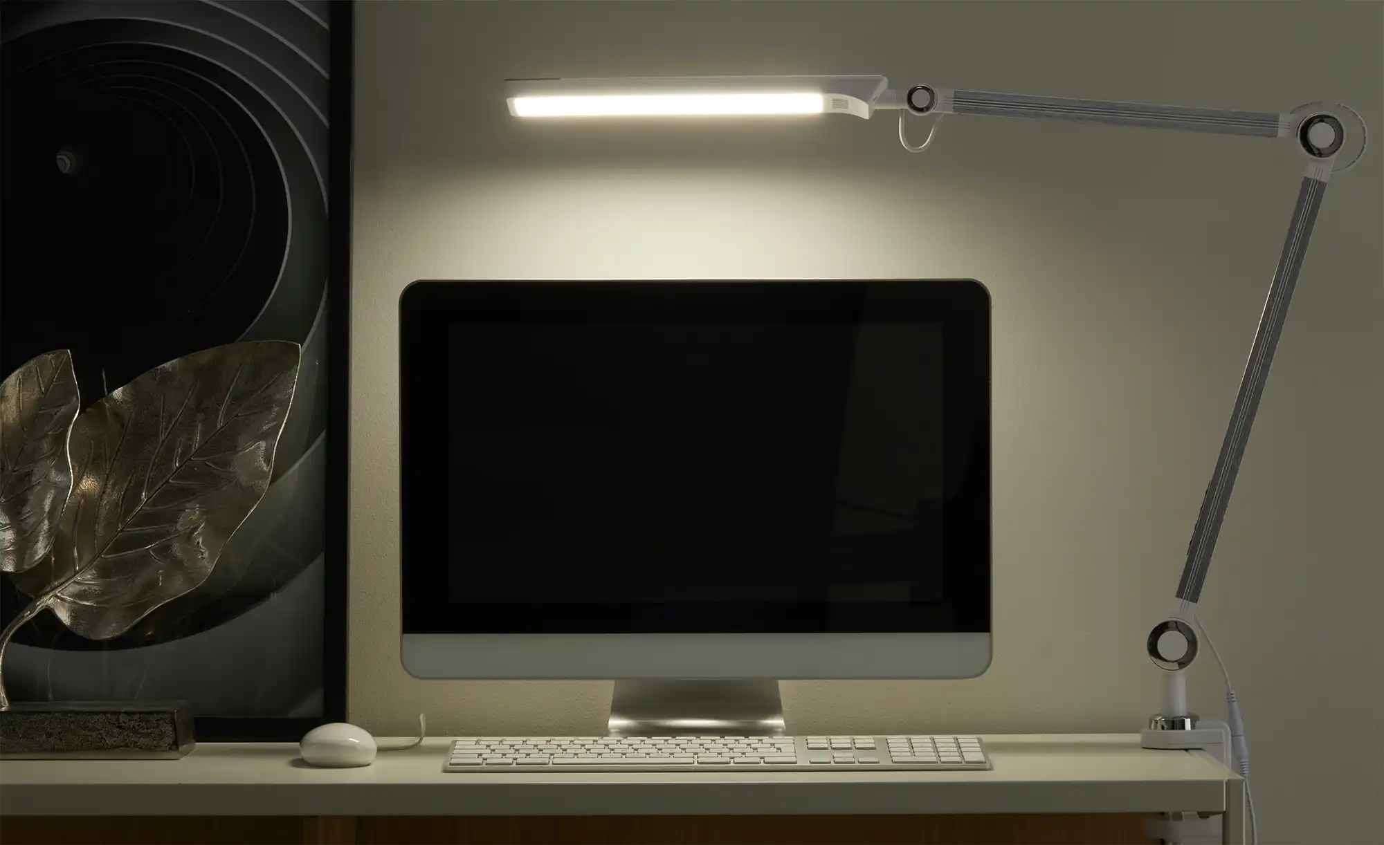 KHG LED-Klemmleuchte, 1-flammig, weiß mit Touchpad