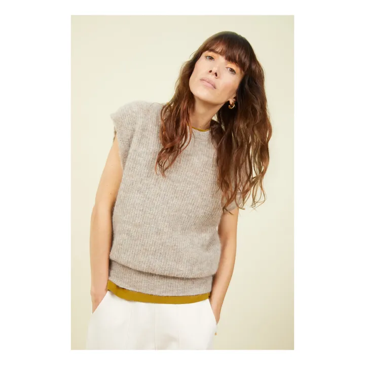 SMALLABLE BASICS Pull Femme Sans Manches Alpaga | Blanc cassé