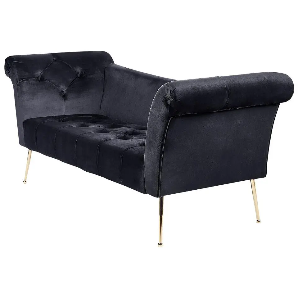 NANTILLY - Chaise longue - Zwart - Fluweel