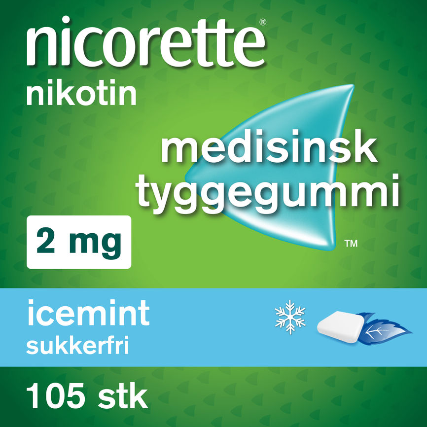 Nicorette Icemint tyggegummi 2 mg nikotin, slutte å røyke
