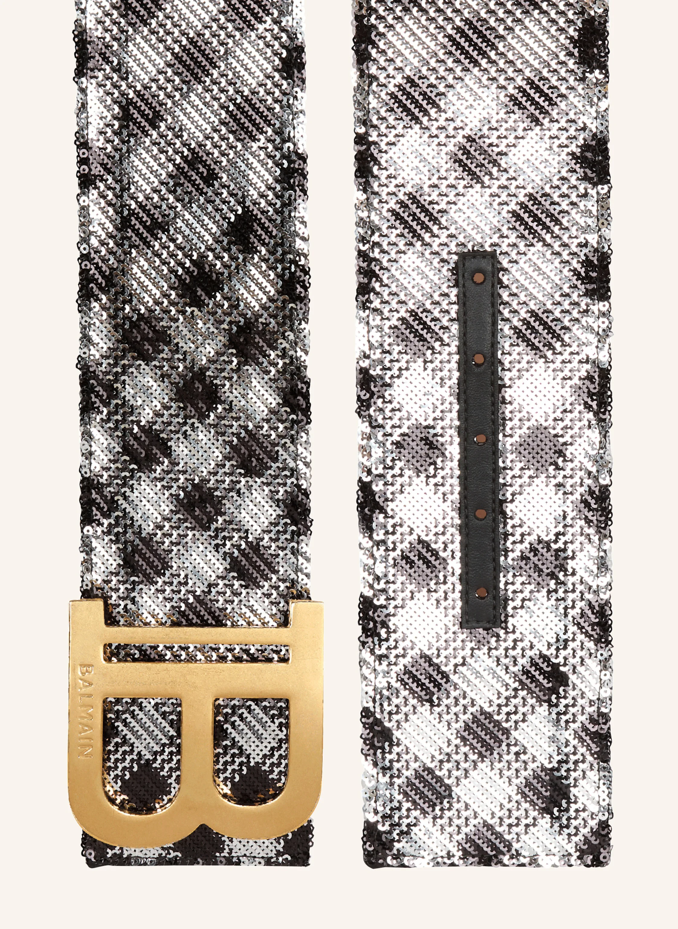 BALMAIN Gürtel B-Belt mit karierter Stickerei