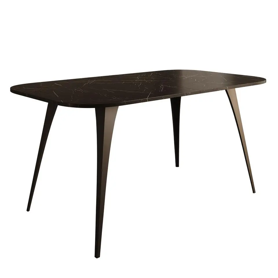 Meubella - Eetkamertafel Flix - Zwart marmer - 160 cm - Uitschuifbaar