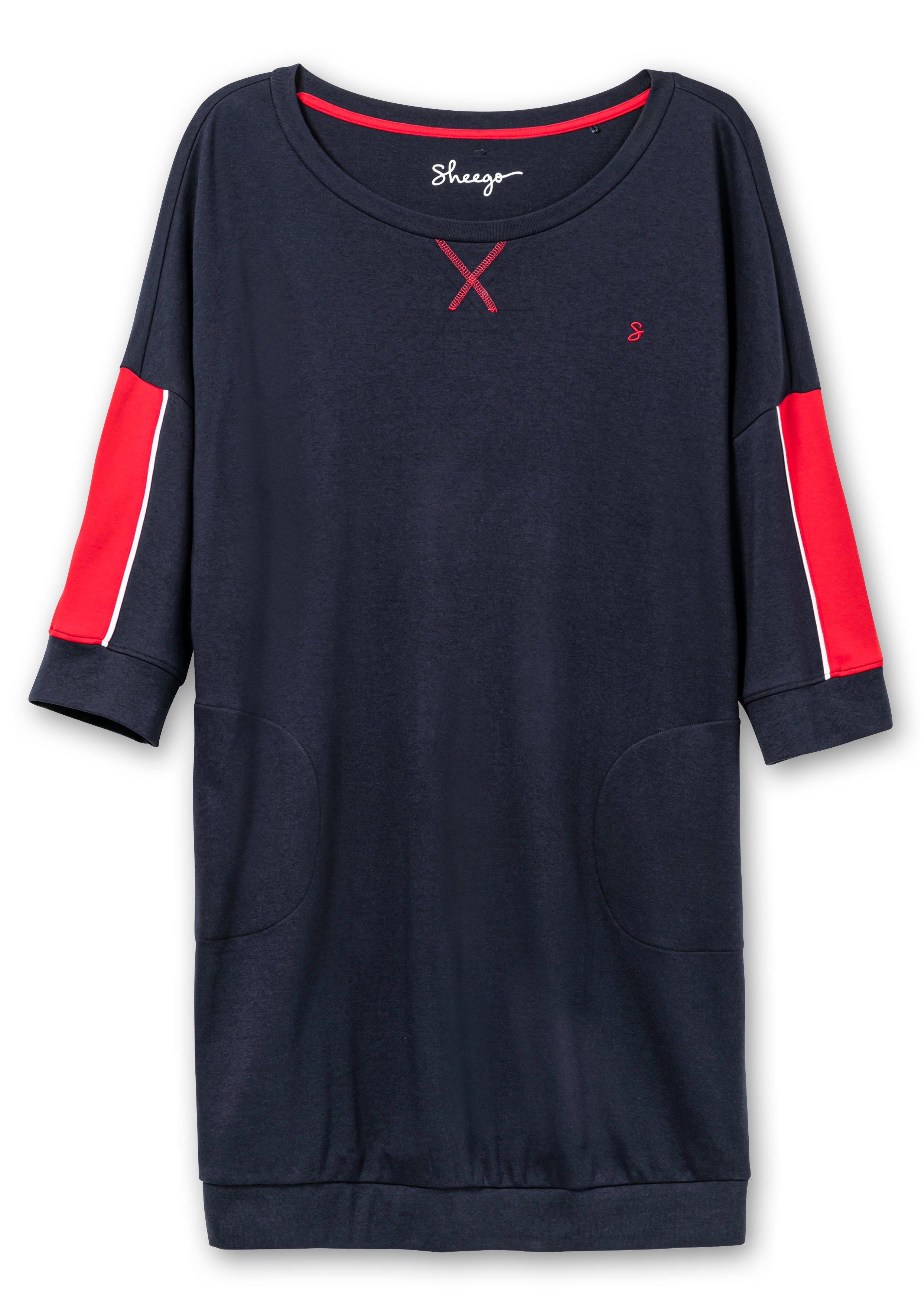 Relax-Shirtkleid mit Taschen und Kontraststreifen