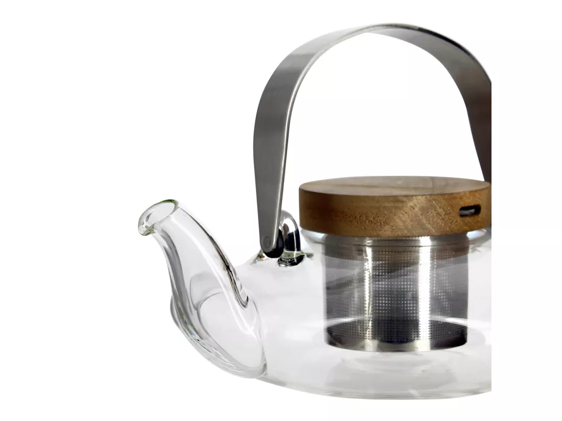 Ogo Living - Theiere Sophia 500ml En Verre Borosilicate Avec Couvercle Acacia