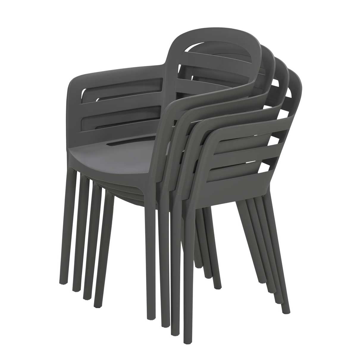 Garden Impressions Mira 4 donker grijze tuinstoelen