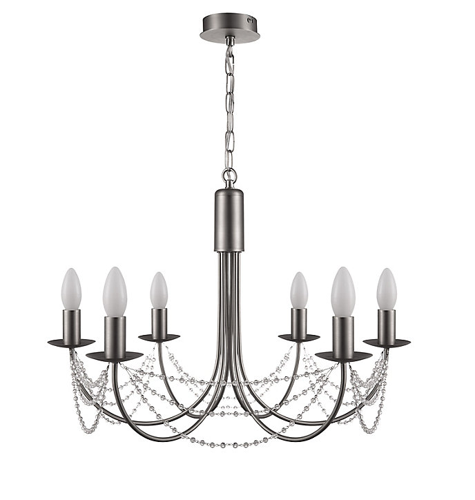 Lustre Suhel 6 ampoules E14 1P20 chrome brossé
